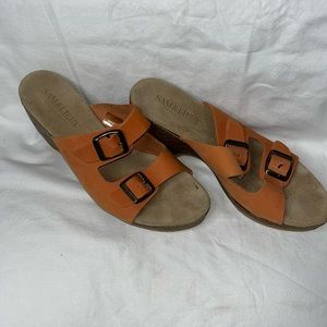 Sam and Libby made in Italy orange leather sandals. 9M. Comfort sole wedge 3.5